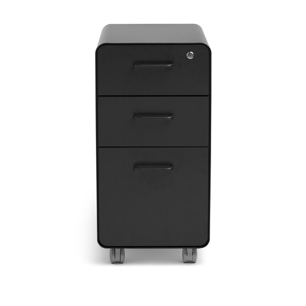 Poppin Slim Stow 12.5'' Wide 3 Drawer Mobile Steel Vertical Filing